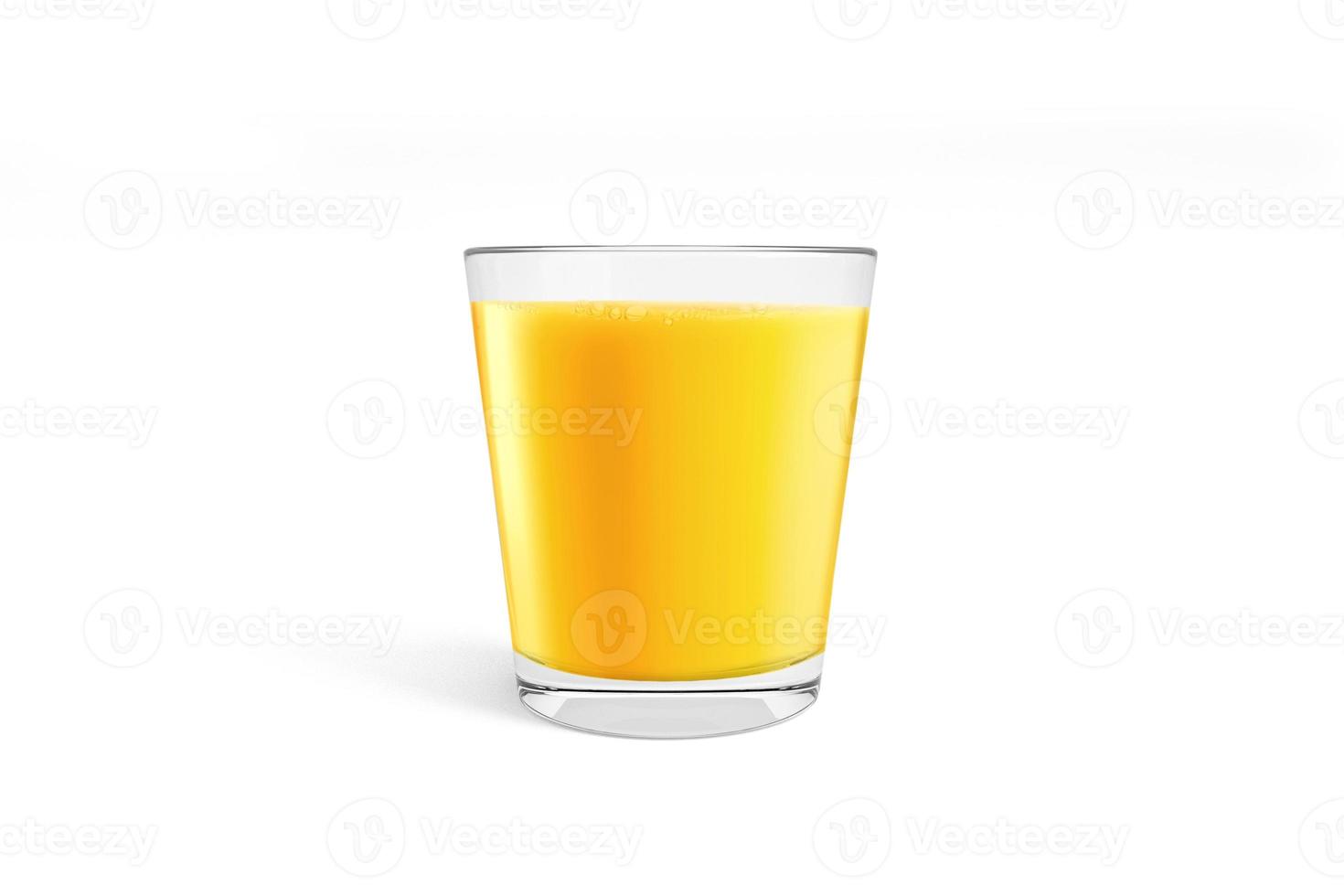 Orange juice glass, isolated on white background photo