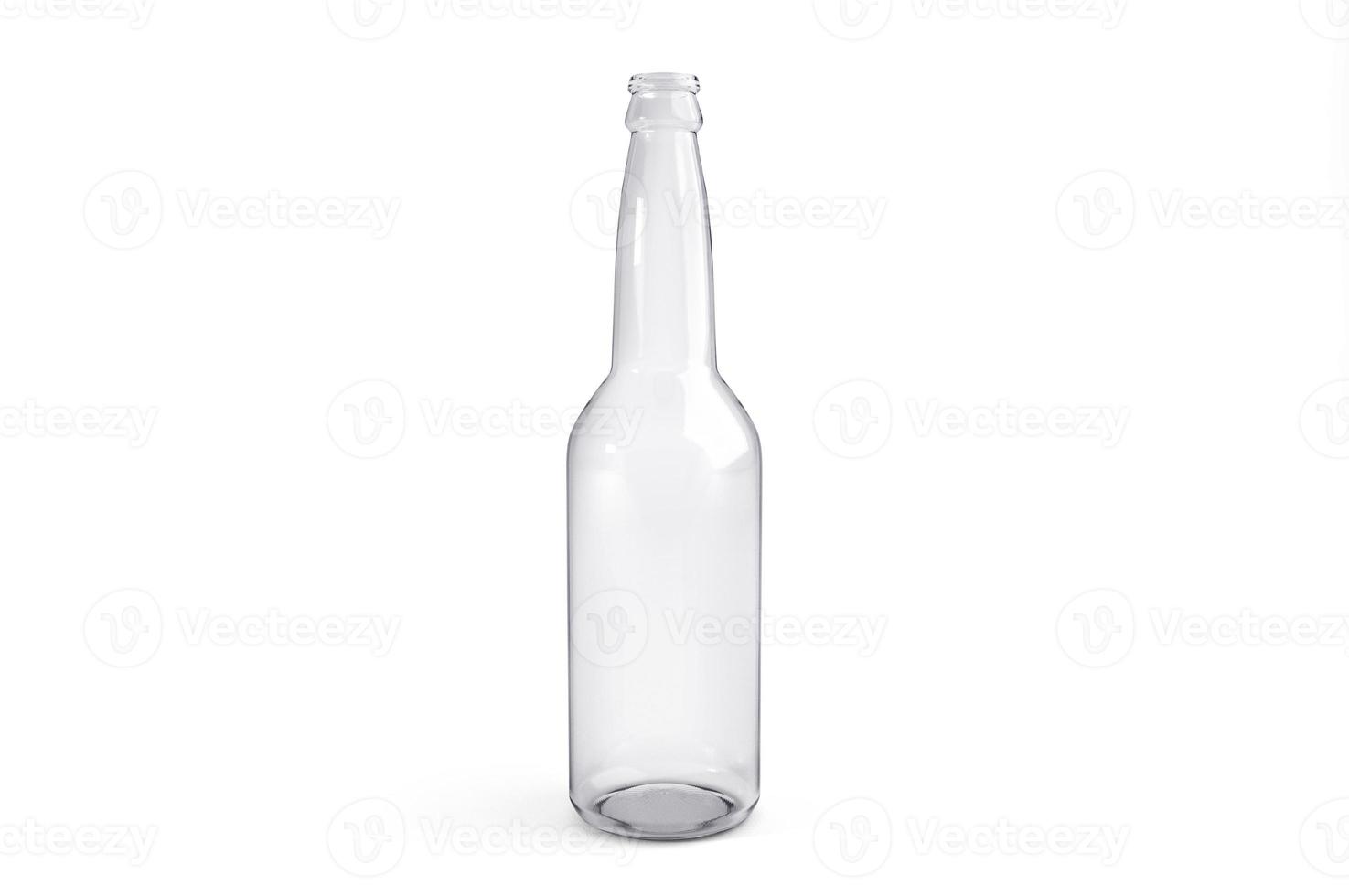 Glass empty bottle on white background. 3d render photo