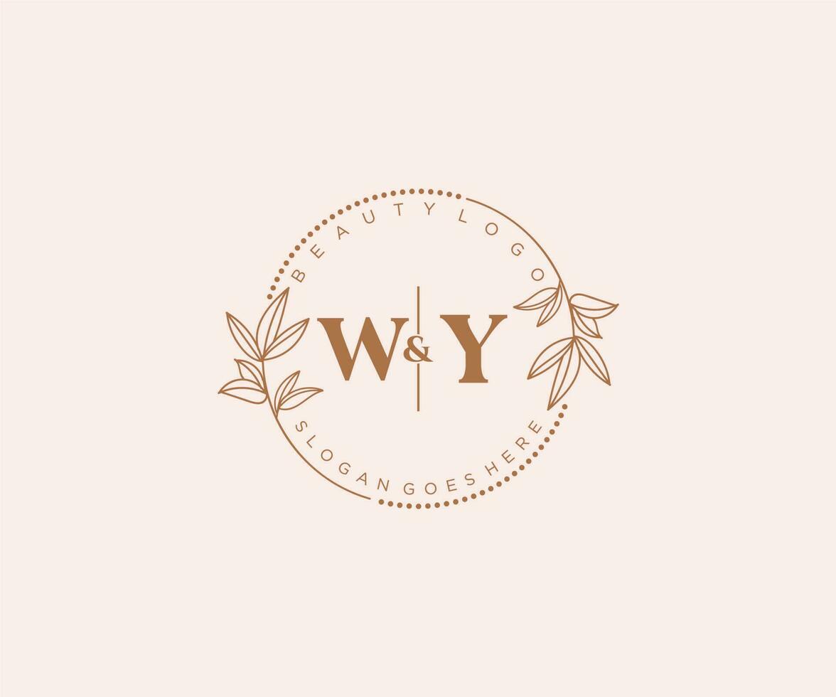 initial WY letters Beautiful floral feminine editable premade monoline logo suitable for spa salon skin hair beauty boutique and cosmetic company. vector