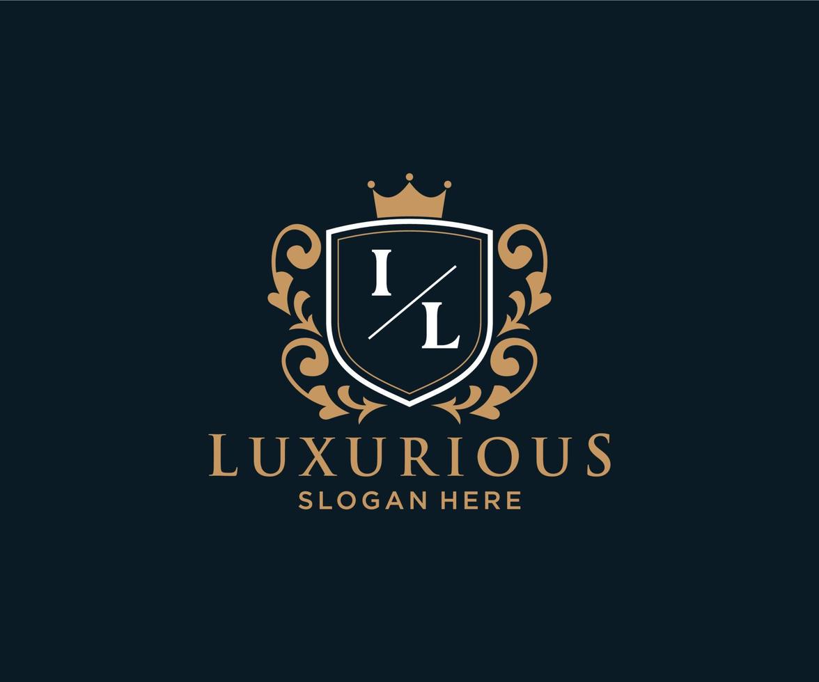 Initial IL Letter Royal Luxury Logo template in vector art for Restaurant, Royalty, Boutique, Cafe, Hotel, Heraldic, Jewelry, Fashion and other vector illustration.