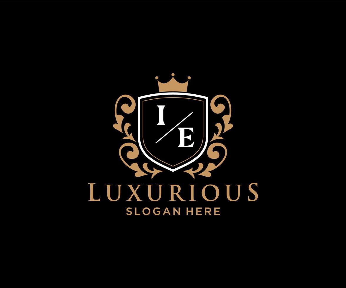 Initial IE Letter Royal Luxury Logo template in vector art for Restaurant, Royalty, Boutique, Cafe, Hotel, Heraldic, Jewelry, Fashion and other vector illustration.