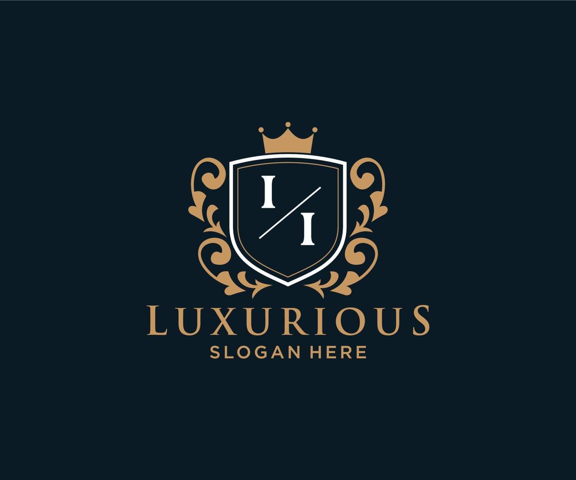 Initial II Letter Royal Luxury Logo template in vector art for Restaurant, Royalty, Boutique, Cafe, Hotel, Heraldic, Jewelry, Fashion and other vector illustration.