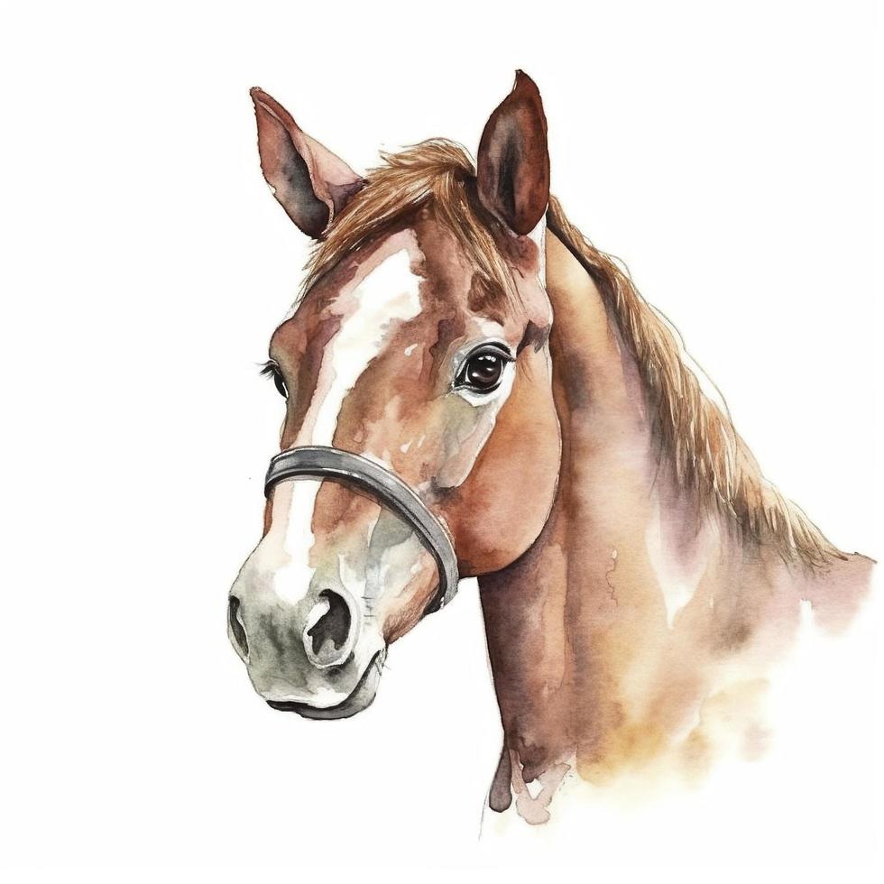 drawn illustration of adorable horse, clip art, digital art, HD, white background photo