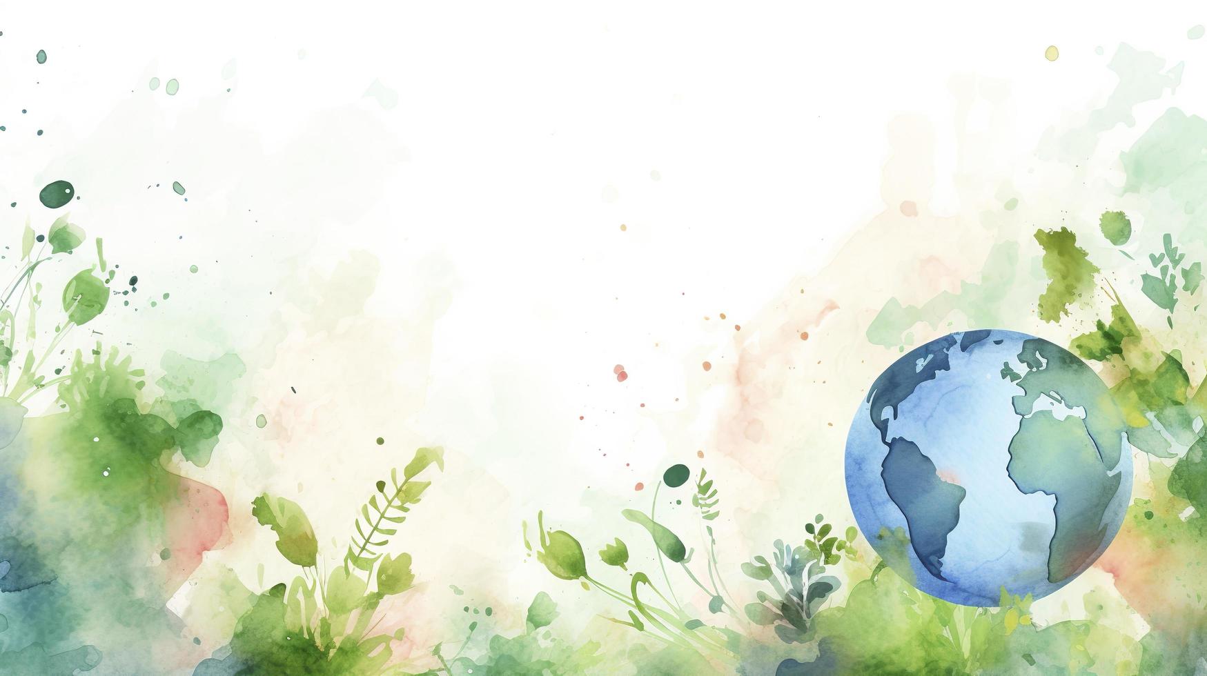 Free watercolor earth day background, generat ai photo