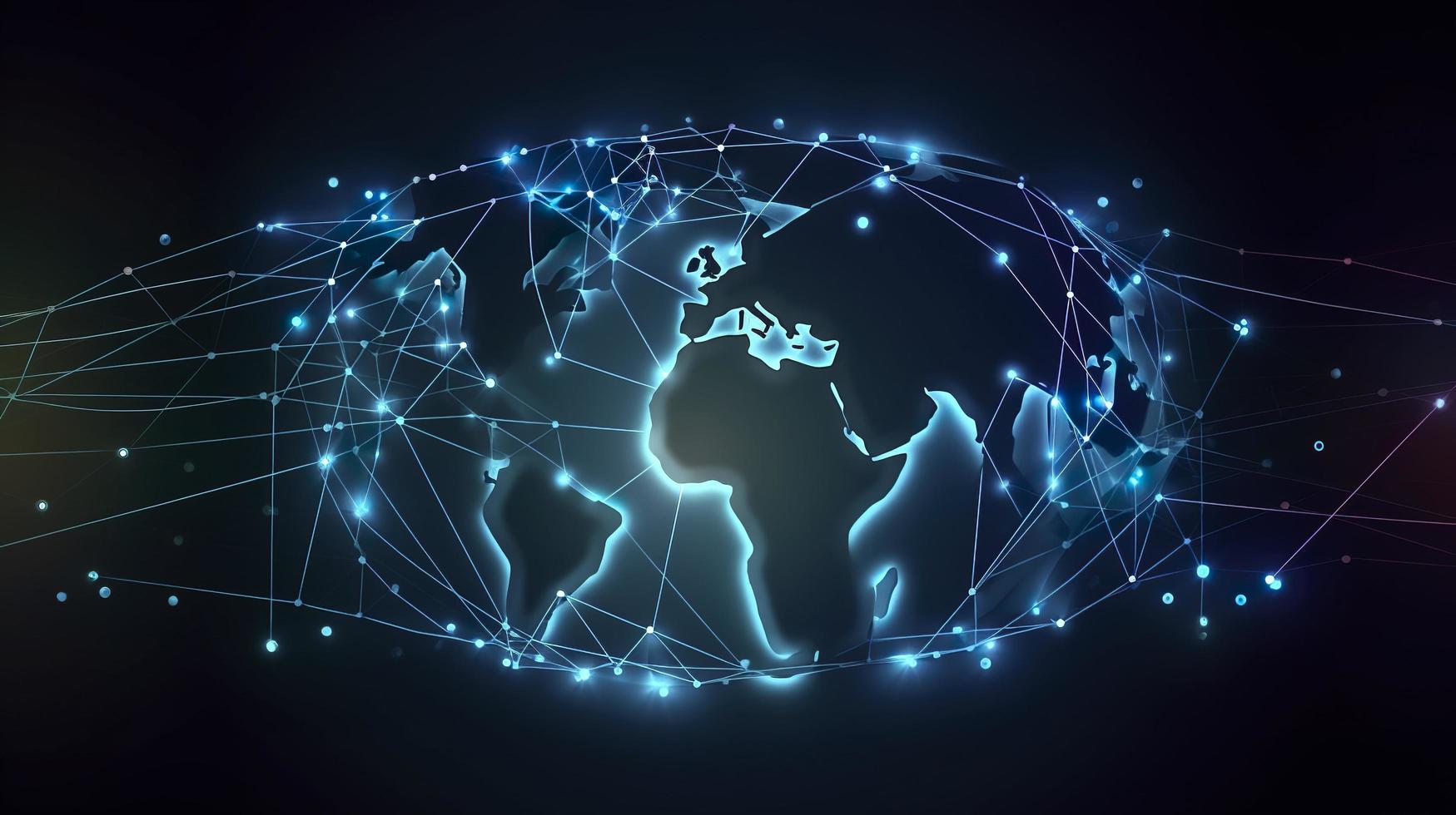 Free digital global connection network technology background, generat ai photo