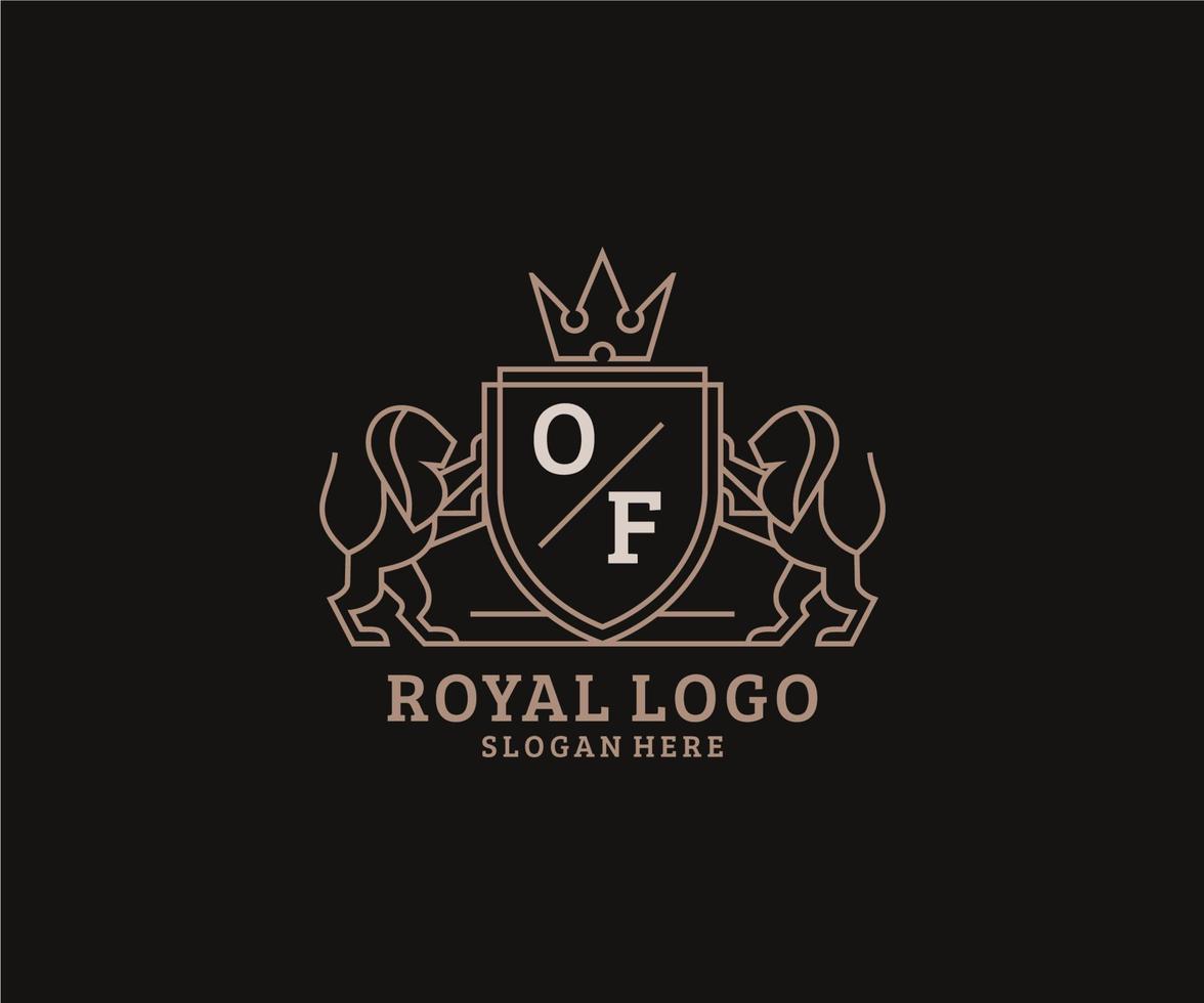 inicial de la plantilla de logotipo de lujo real de león de letra en arte vectorial para restaurante, realeza, boutique, café, hotel, heráldica, joyería, moda y otras ilustraciones vectoriales. vector