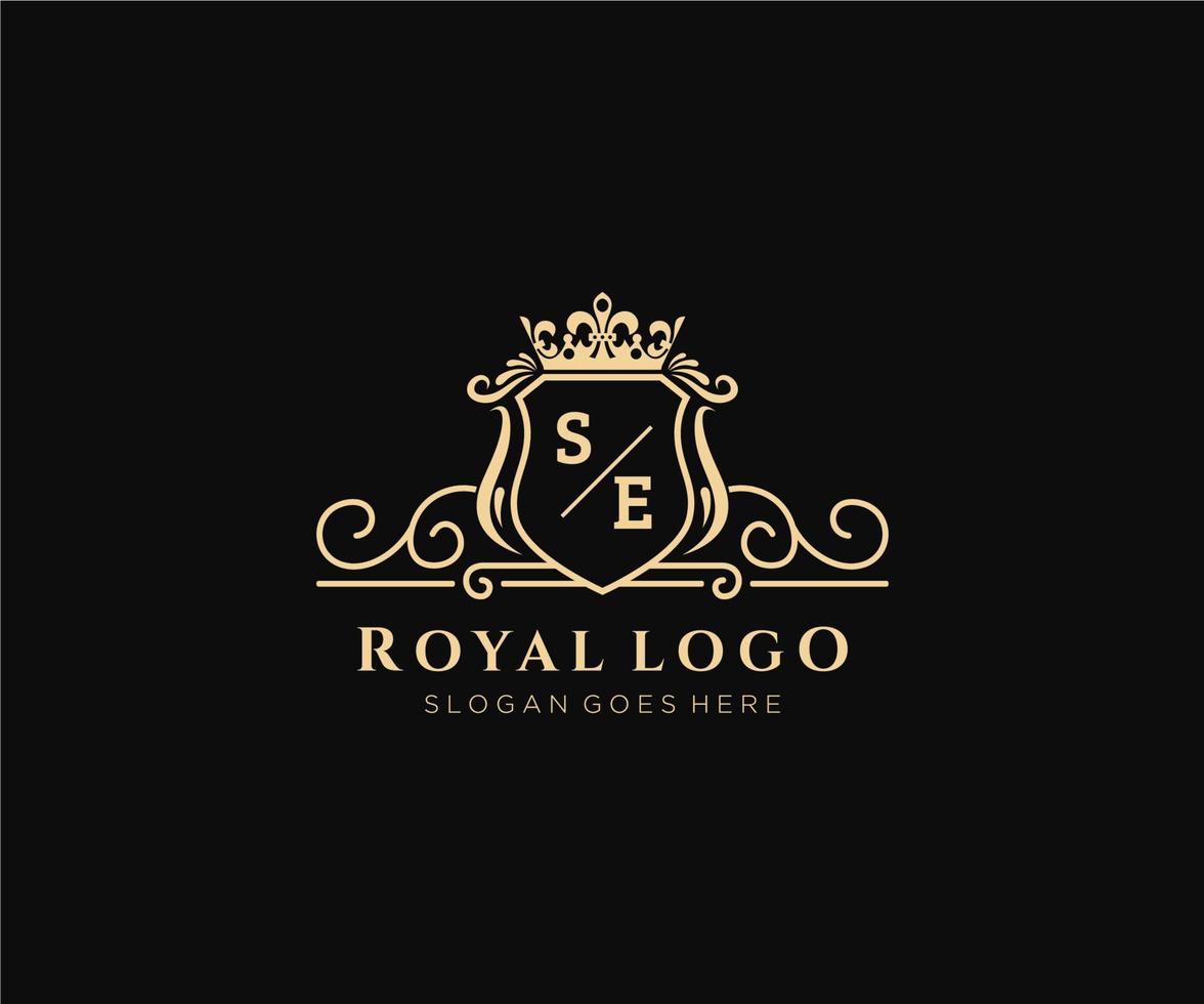 Initial SE Letter Luxurious Brand Logo Template, for Restaurant, Royalty, Boutique, Cafe, Hotel, Heraldic, Jewelry, Fashion and other vector illustration.