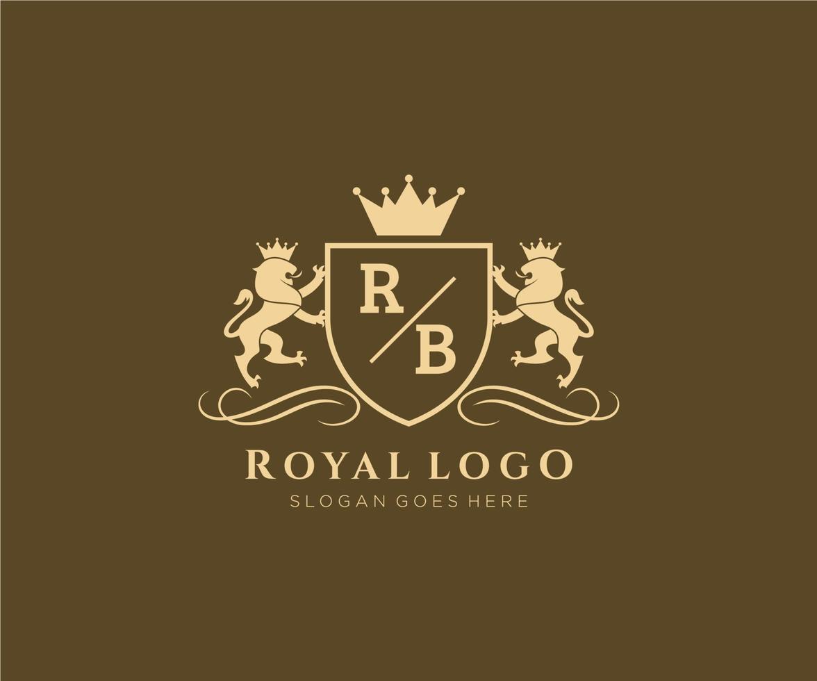Initial RB Letter Lion Royal Luxury Heraldic,Crest Logo template in vector art for Restaurant, Royalty, Boutique, Cafe, Hotel, Heraldic, Jewelry, Fashion and other vector illustration.