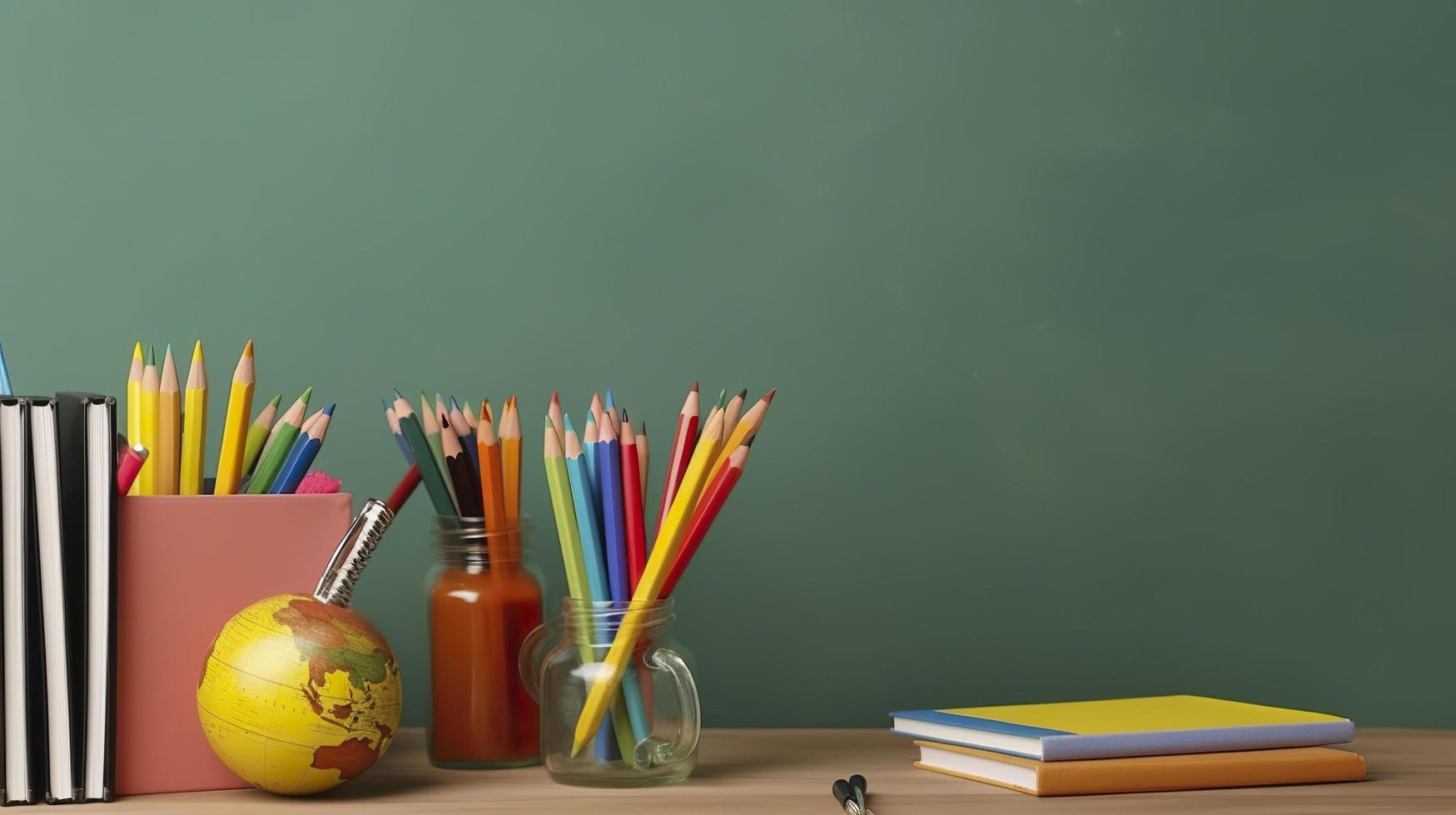 Free photo education day arrangement on a table with copy space, generat ai