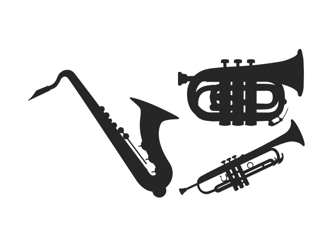 Trumpet silhouette style icon design, Music sound melody song musical art and composition theme Vector illustration