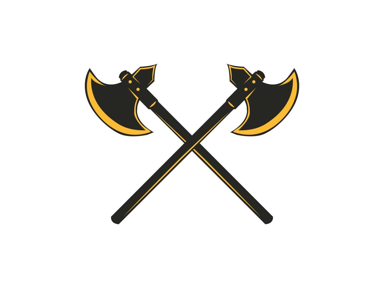 Crossed Axes, Crossed Broad axe, medieval axe, Battle axe, executioner axe in vector