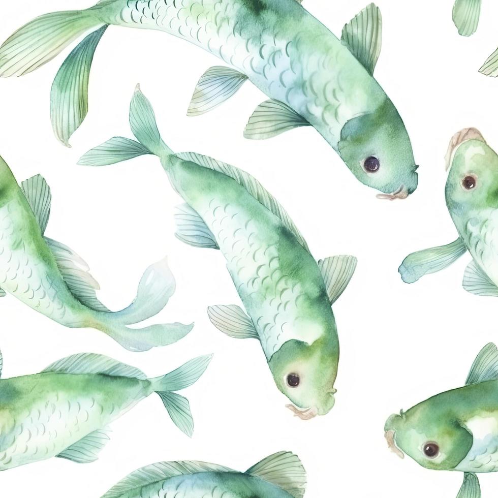 watercolor koi fish illustration, Watercolor Pattern, Generate Ai photo