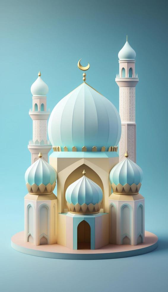 3d illustration of amazing architecture design of muslim mosque ramadan concept, illustration of amazing architecture design of muslim mosque ramadan concept, Generate Ai photo