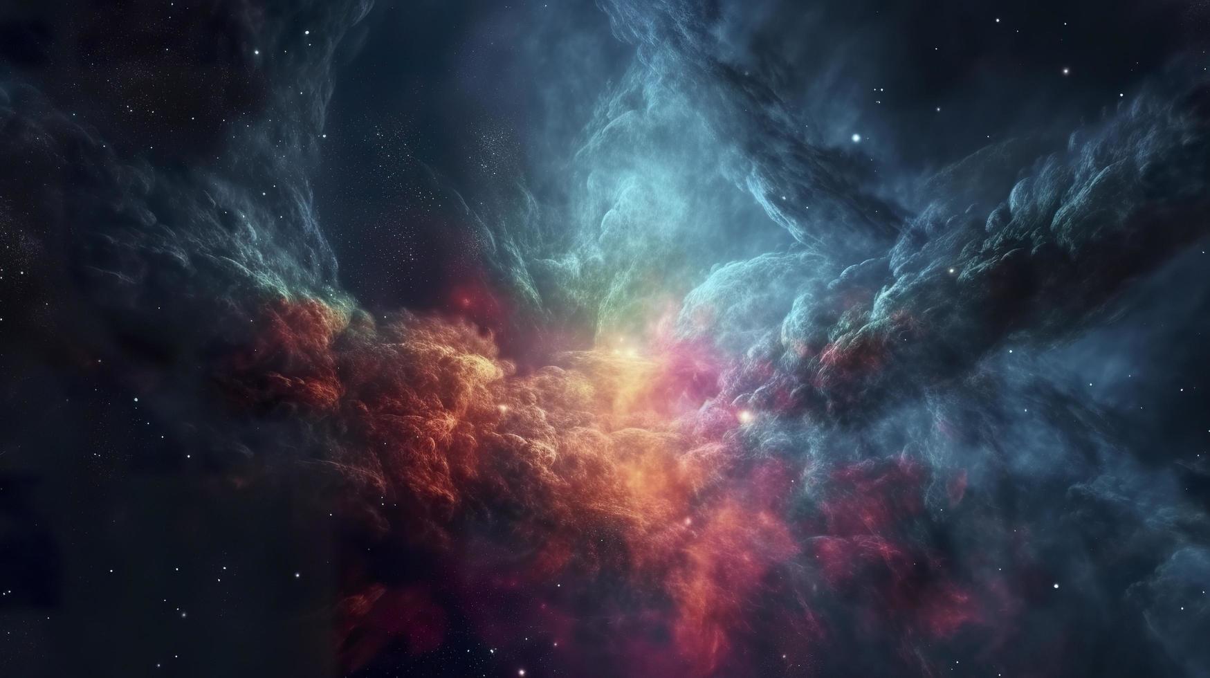 concepto de nebulosa con galaxias en profundo espacio cosmos descubrimiento exterior espacio y estrellas, generar ai foto