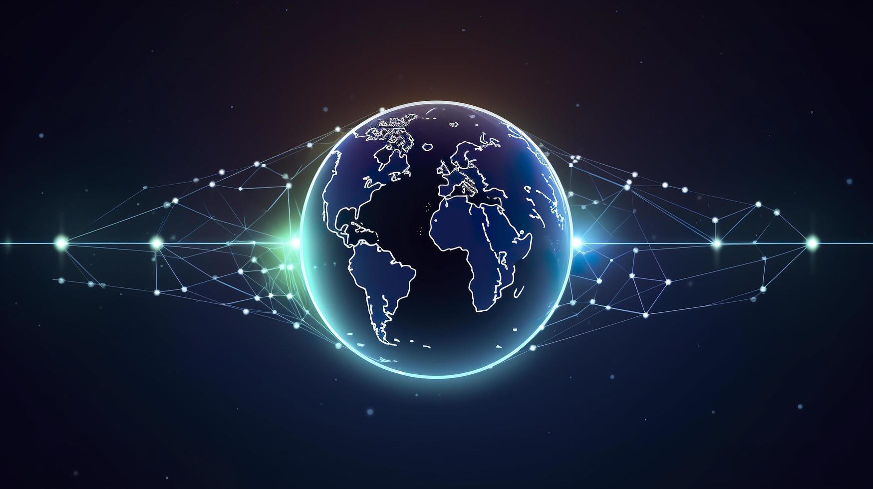 Free digital global connection network technology background, generat ai photo