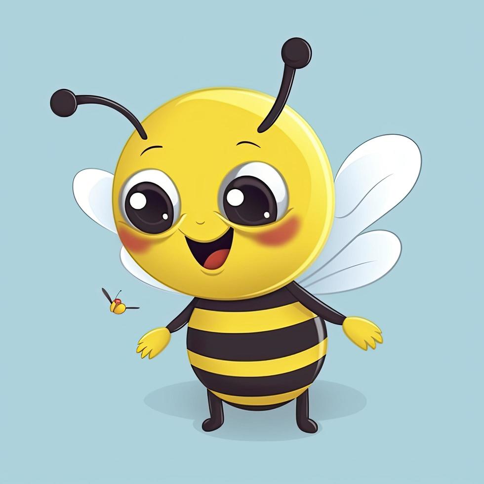 Cute bee flying cartoon icon illustration. animal nature icon concept isolated, generat ai photo