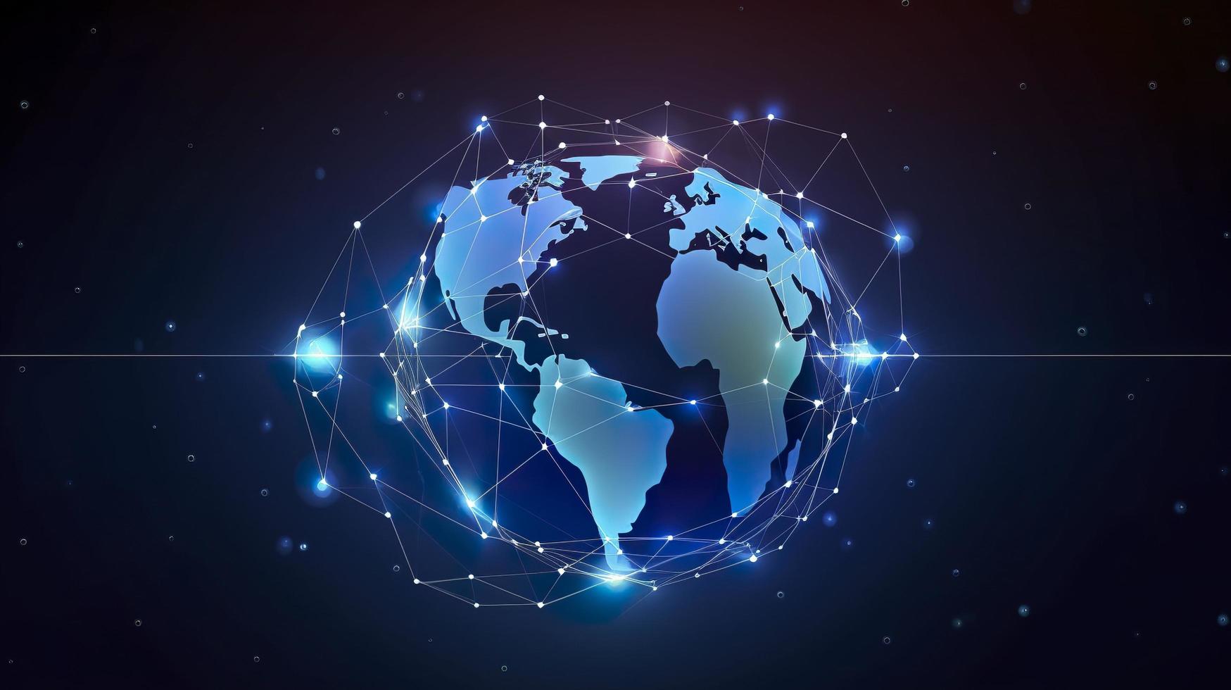 Free digital global connection network technology background, generat ai photo