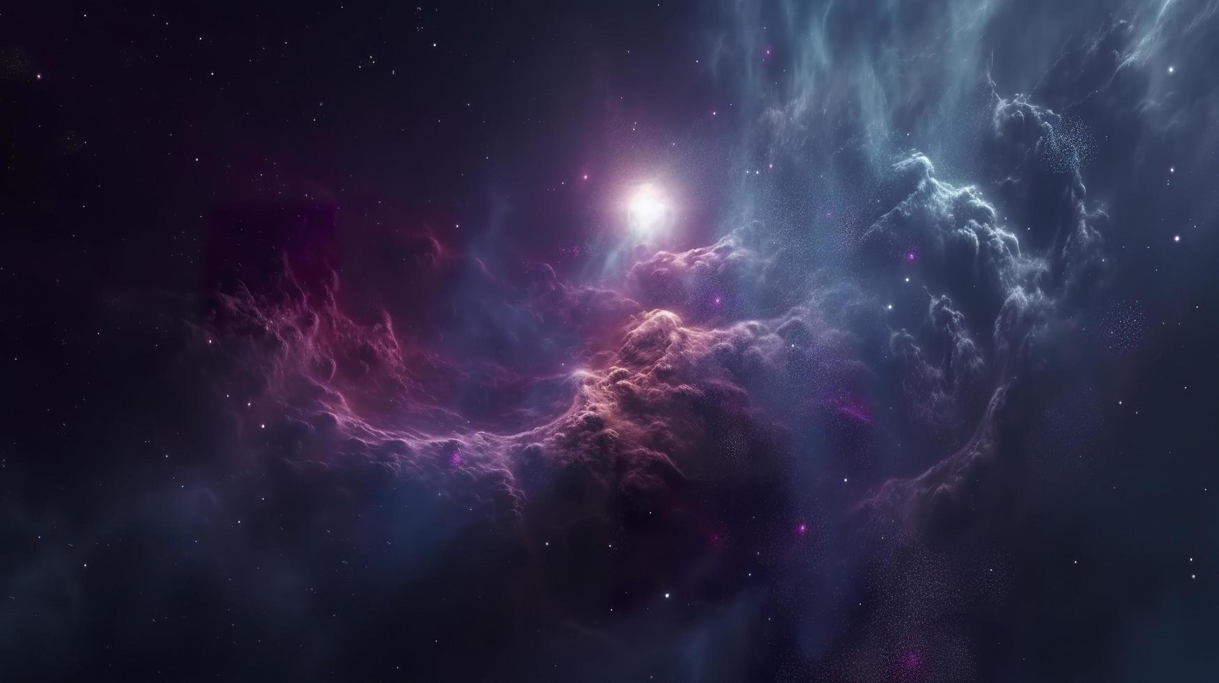 concepto de nebulosa con galaxias en profundo espacio cosmos descubrimiento exterior espacio y estrellas, generar ai foto