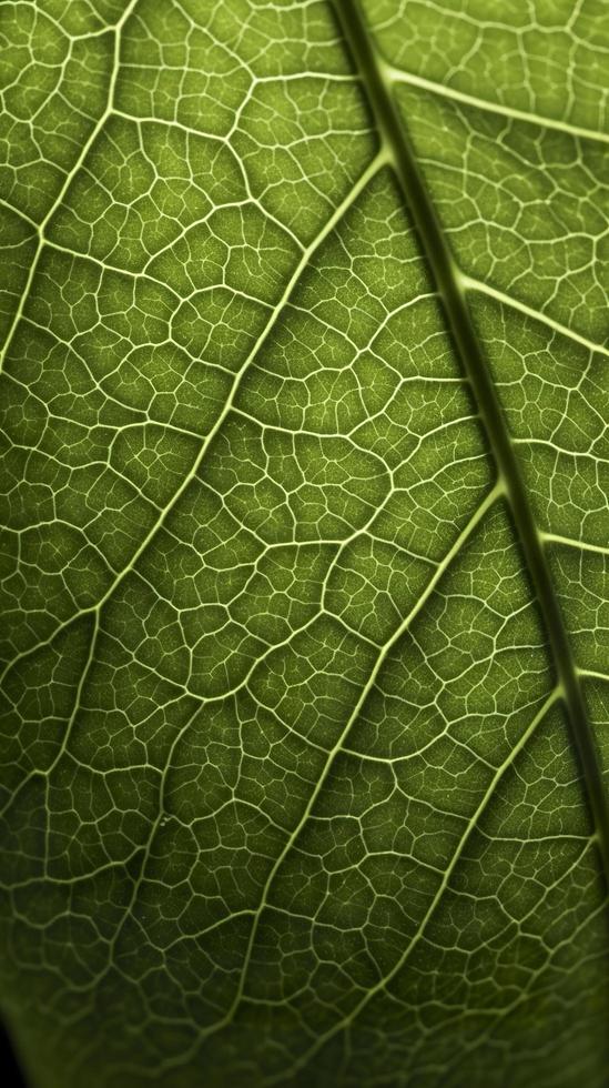 de cerca verde hoja nervios, generar ai foto