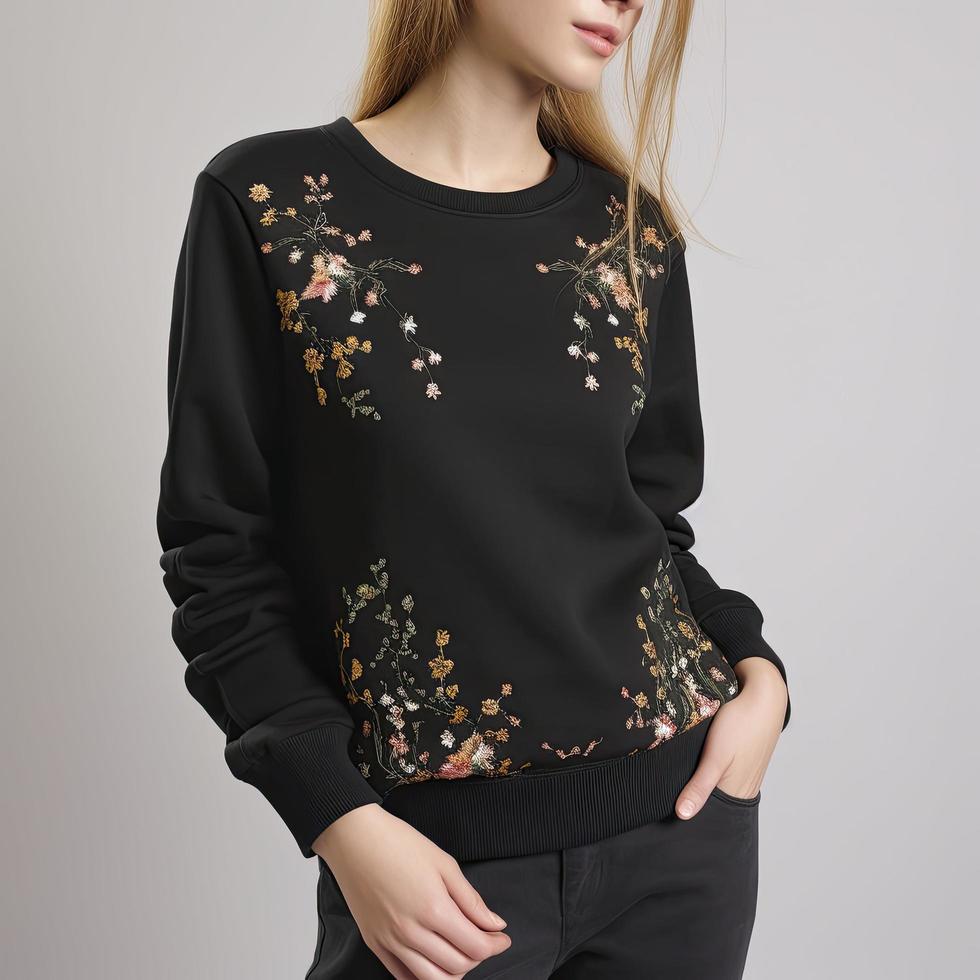 sweat-shirt with little floral design, generat ai photo