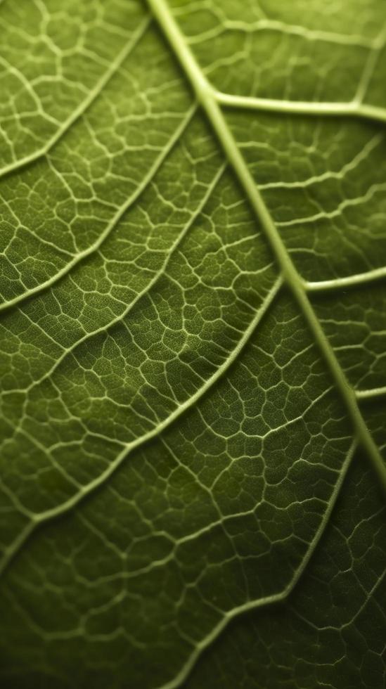 Close-up green leaf nerves, generat ai photo