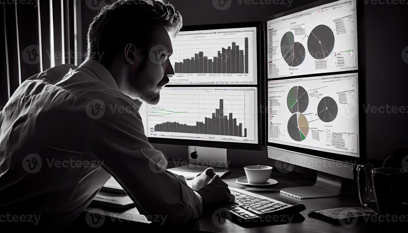 Analyst working on business analytics dashboard photo