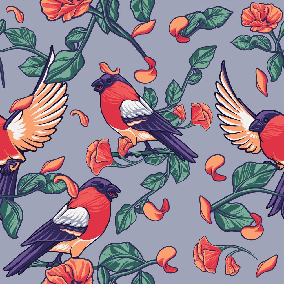 Charming Sparrow Seamless Pattern - Nature-inspired Design vector