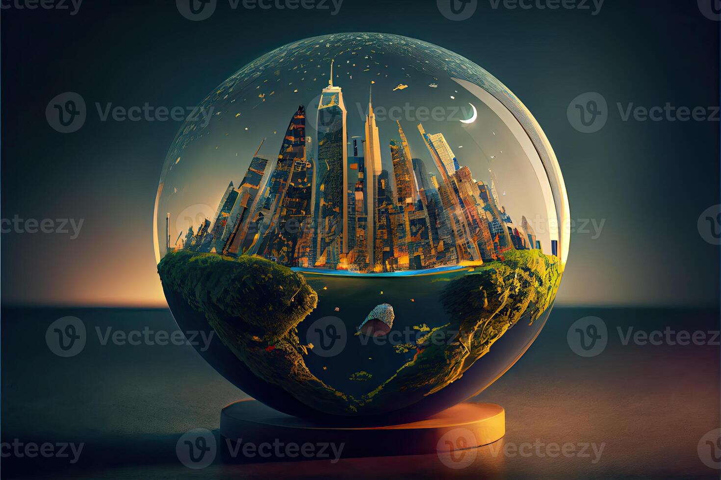 The city grows on the globe photo