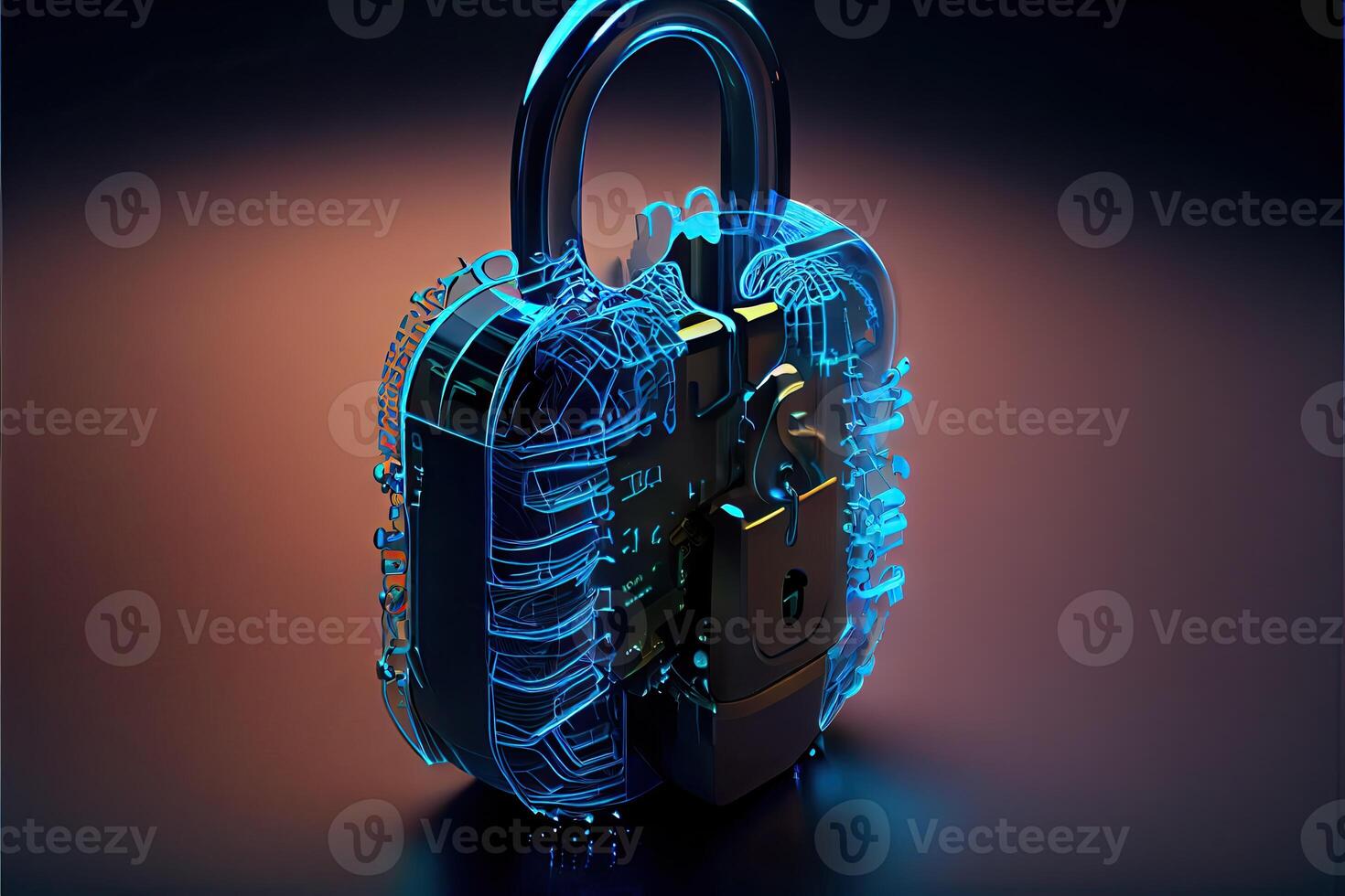 Cyber security network. digital padlock with data protection, technology networking and social network photo