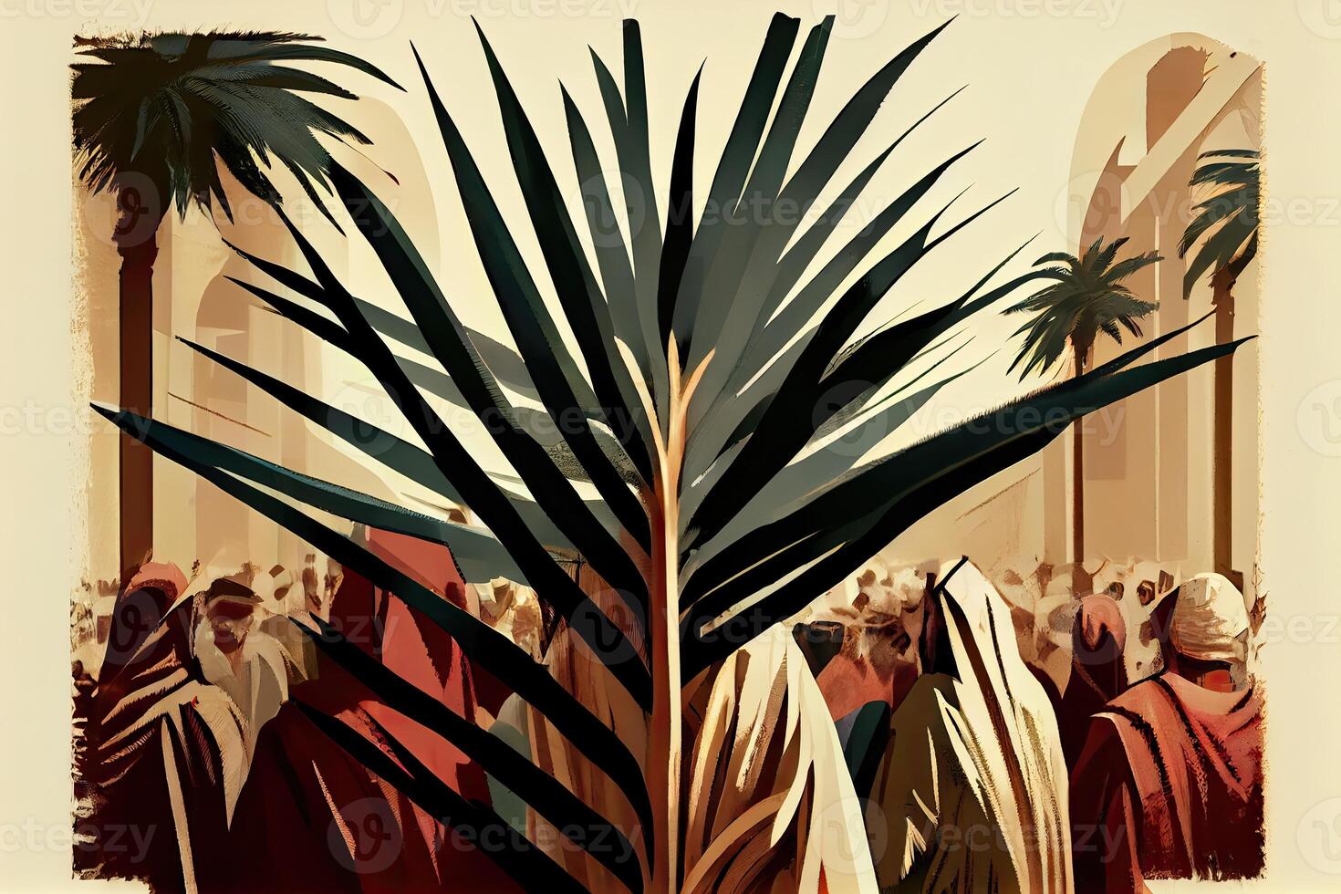 PalmSunday on the occasion of Jesus' entry into Jerusalem generrated ai photo