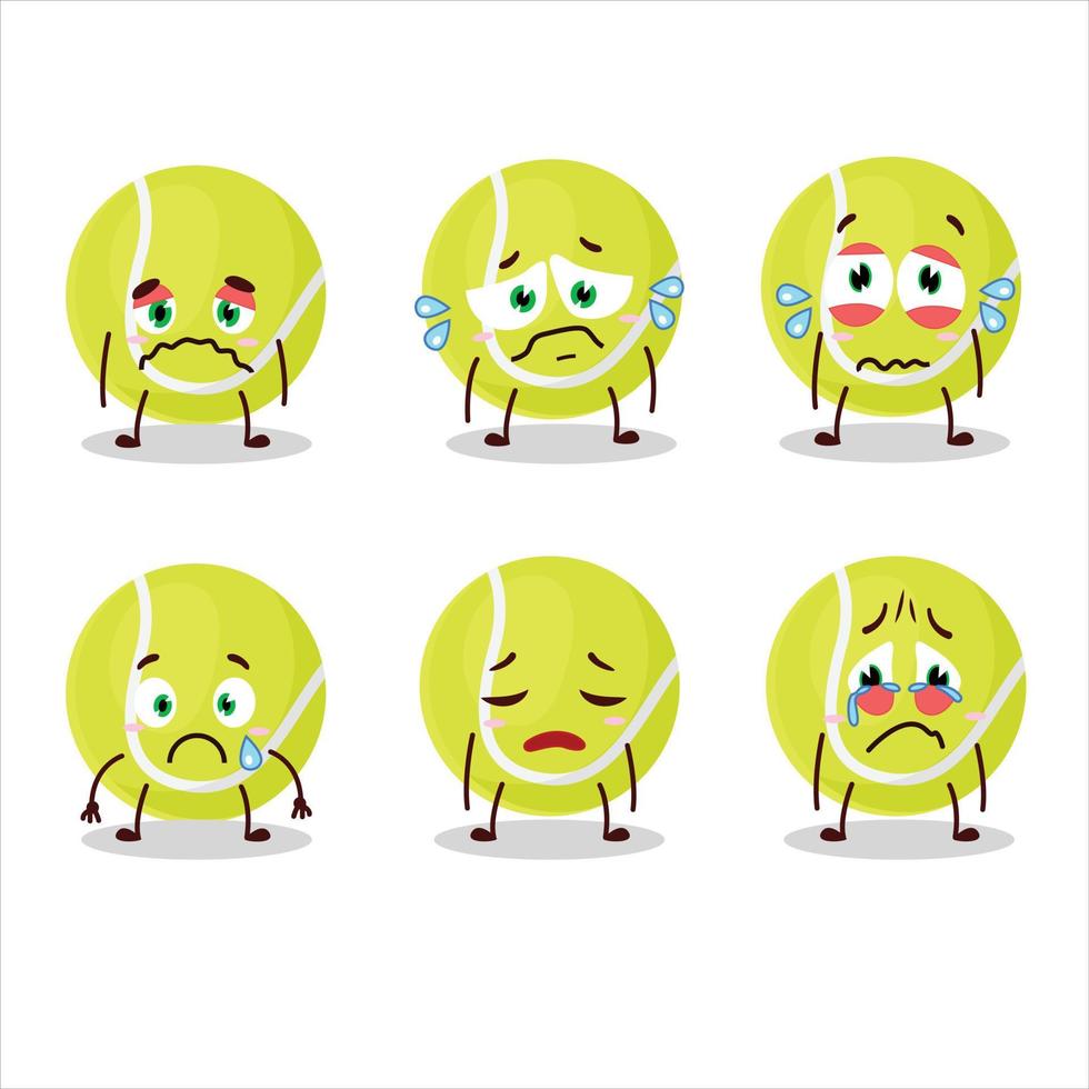 Tennis ball cartoon character with sad expression vector