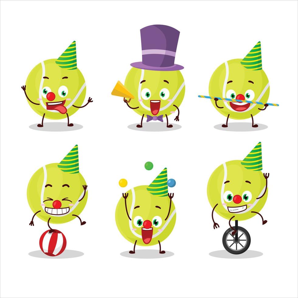 Cartoon character of tennis ball with various circus shows vector
