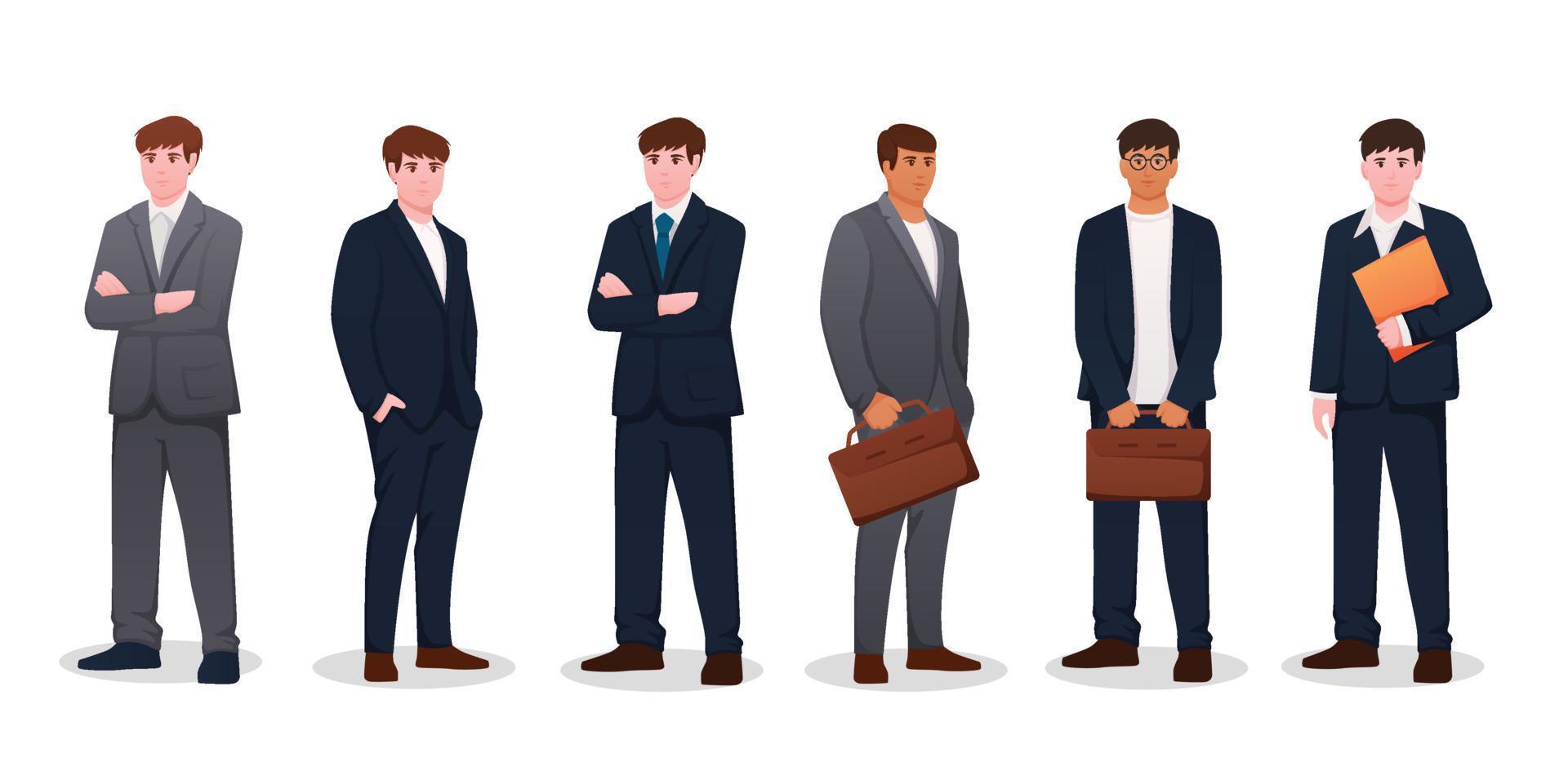 set of man in suit. businessman vector illustration