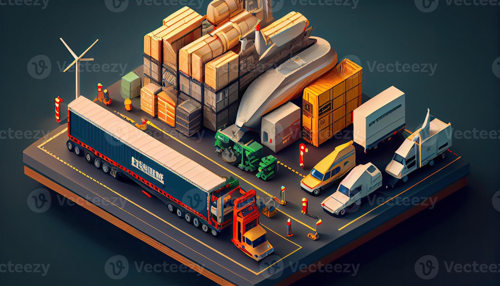 Isometric diorama of a logistic and transportation concept photo