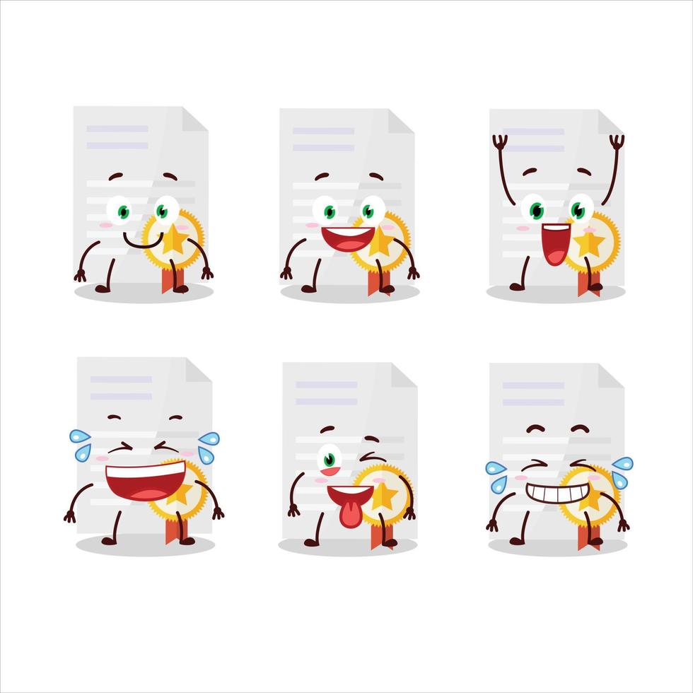 Cartoon character of award diploma with smile expression vector