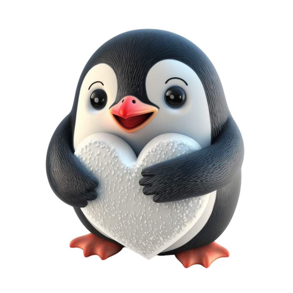 Valentine Penguin with hearth AI Generative png