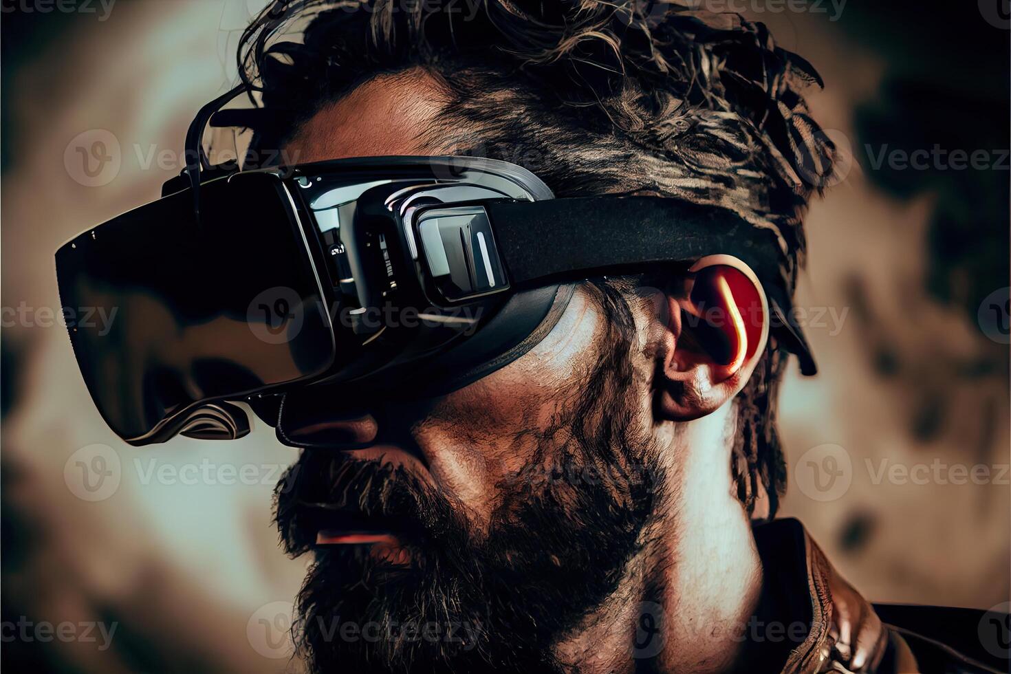 Metaverse concept and virtual world elements. virtual reality headset photo