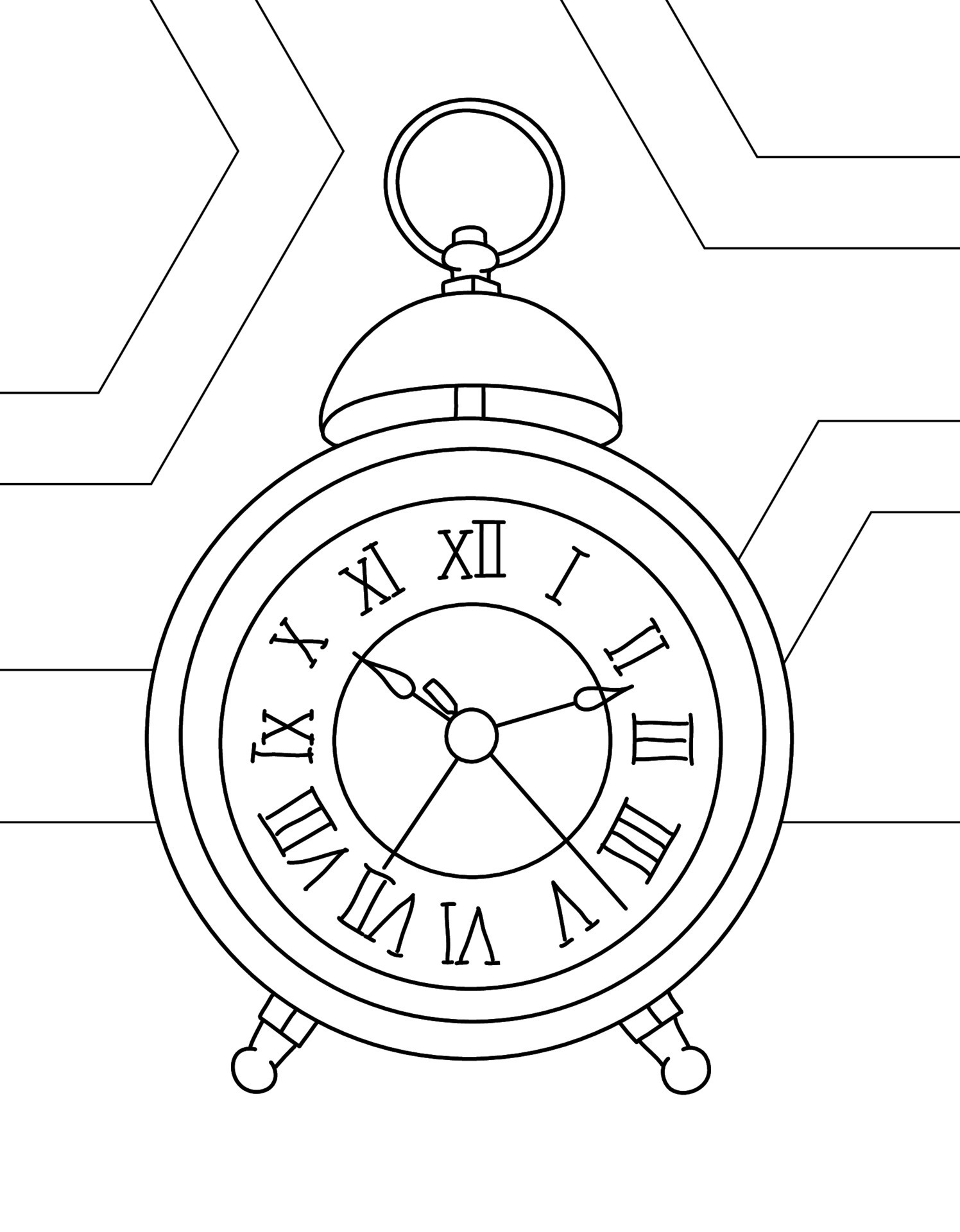 coloring-page-for-kids-and-adults-hand-drawn-vintage-objects-alarm