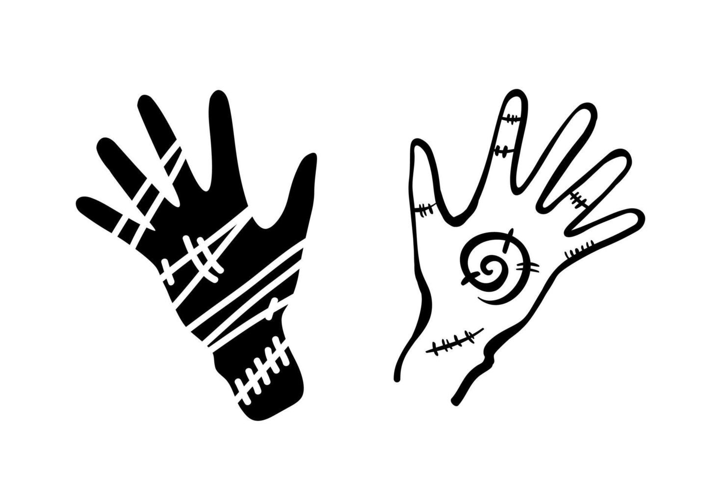 Halloween arms in doodle style. Vector hand drawn Line art hand illustrations .