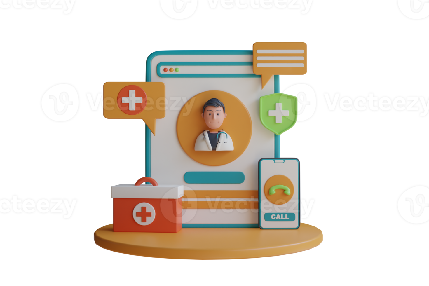 3D Illustration of Online doctor consultation. Online medical clinic, tele medicine, Online healthcare and medical consultation. 3D Illustration png