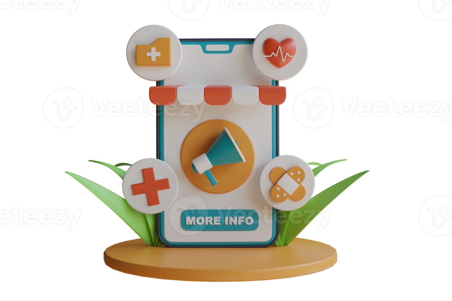 3D Illustration of healthcare mobile app. Mobile medicine, online doctor. Digital health concept. online phone medical help for health consultation, emergency telephone. png