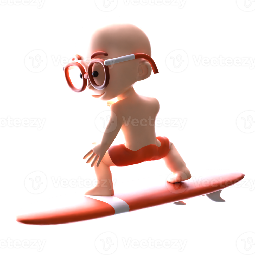 3d character shurfing for your project png