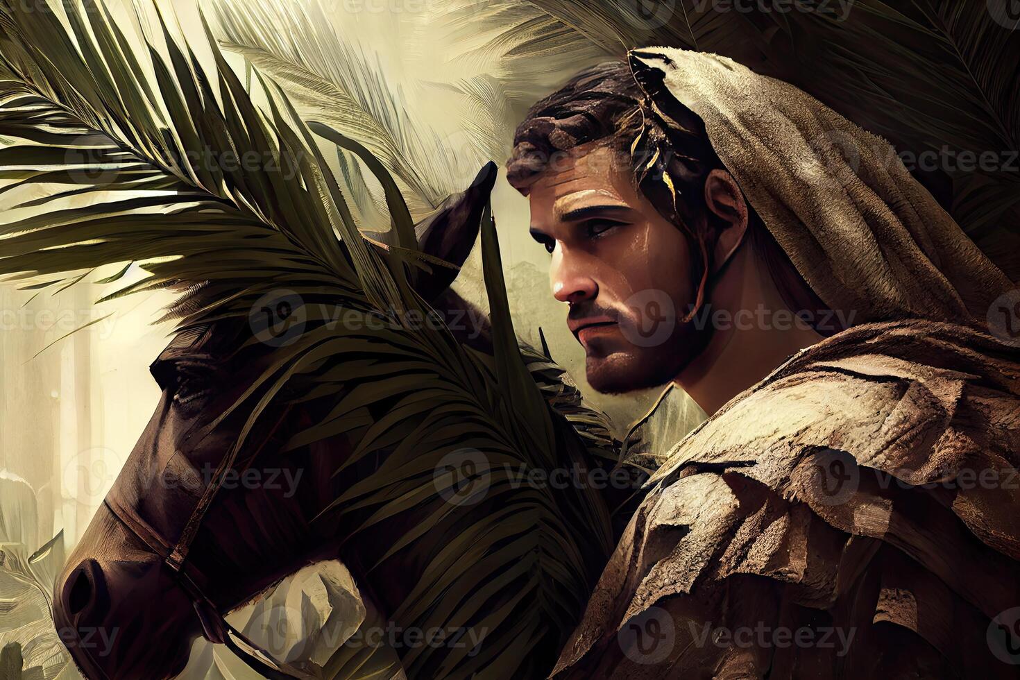 PalmSunday on the occasion of Jesus' entry into Jerusalem generrated ai photo