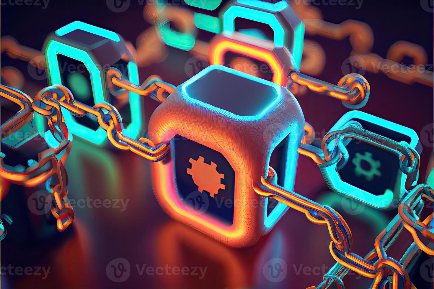 Block chain concept Chain of network connections photo