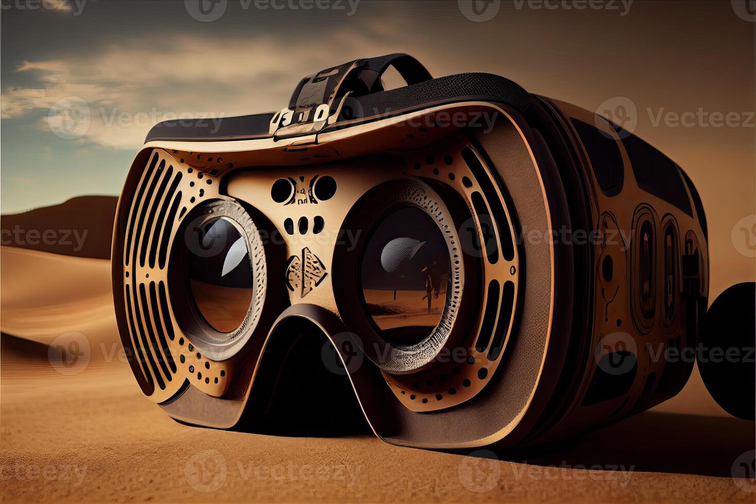 Metaverse concept and virtual world elements. virtual reality headset photo