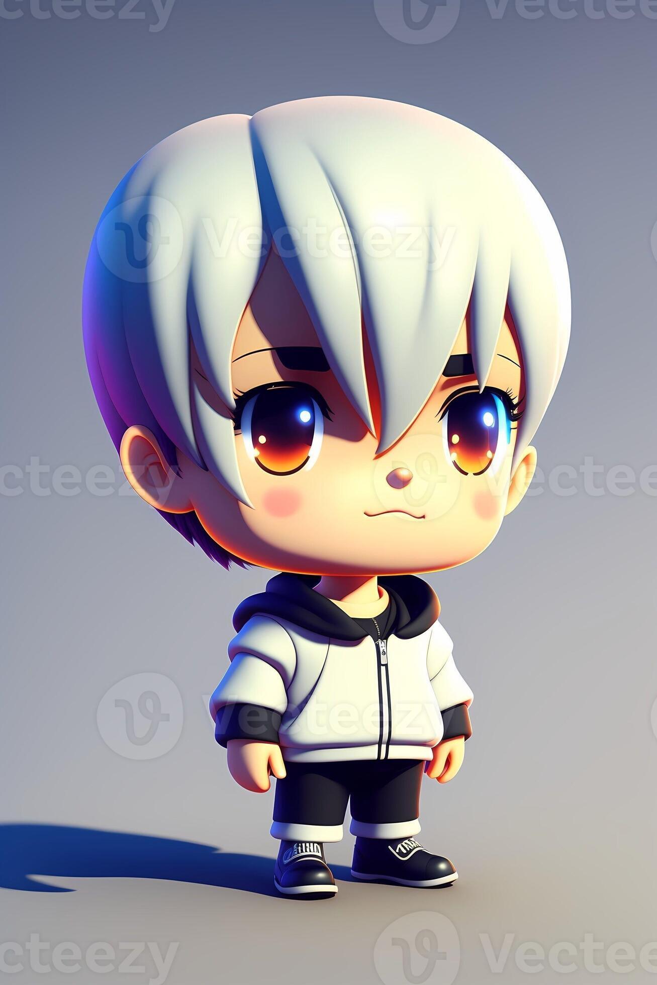 3D cute Anime Chibi Style boy character isolated on grey background.  Children's Day. Avatar. Generative AI 22719911 Stock Photo at Vecteezy