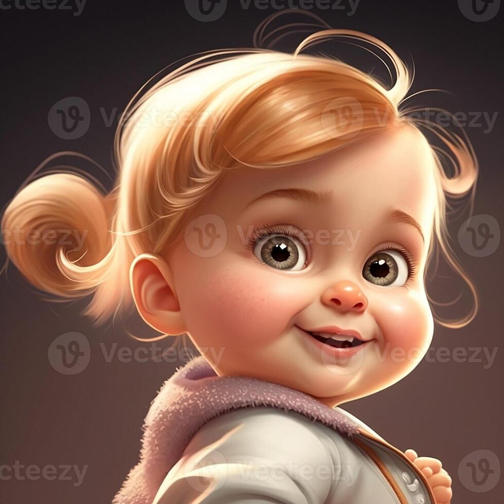 linda adorable sonriente pequeño niña aislado en limpiar antecedentes. para niños día. avatar. generativo ai foto