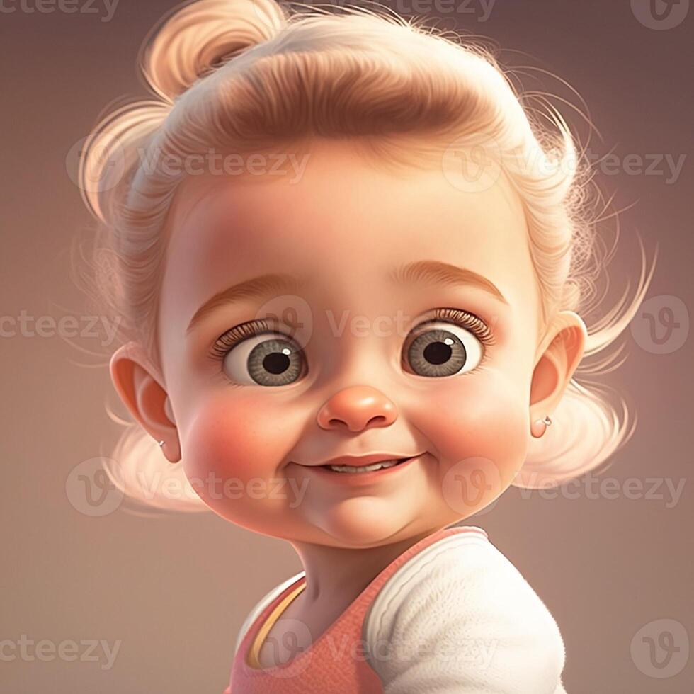 retrato de linda adorable sonriente pequeño niña aislado en limpiar antecedentes. para niños día. avatar. generativo ai foto