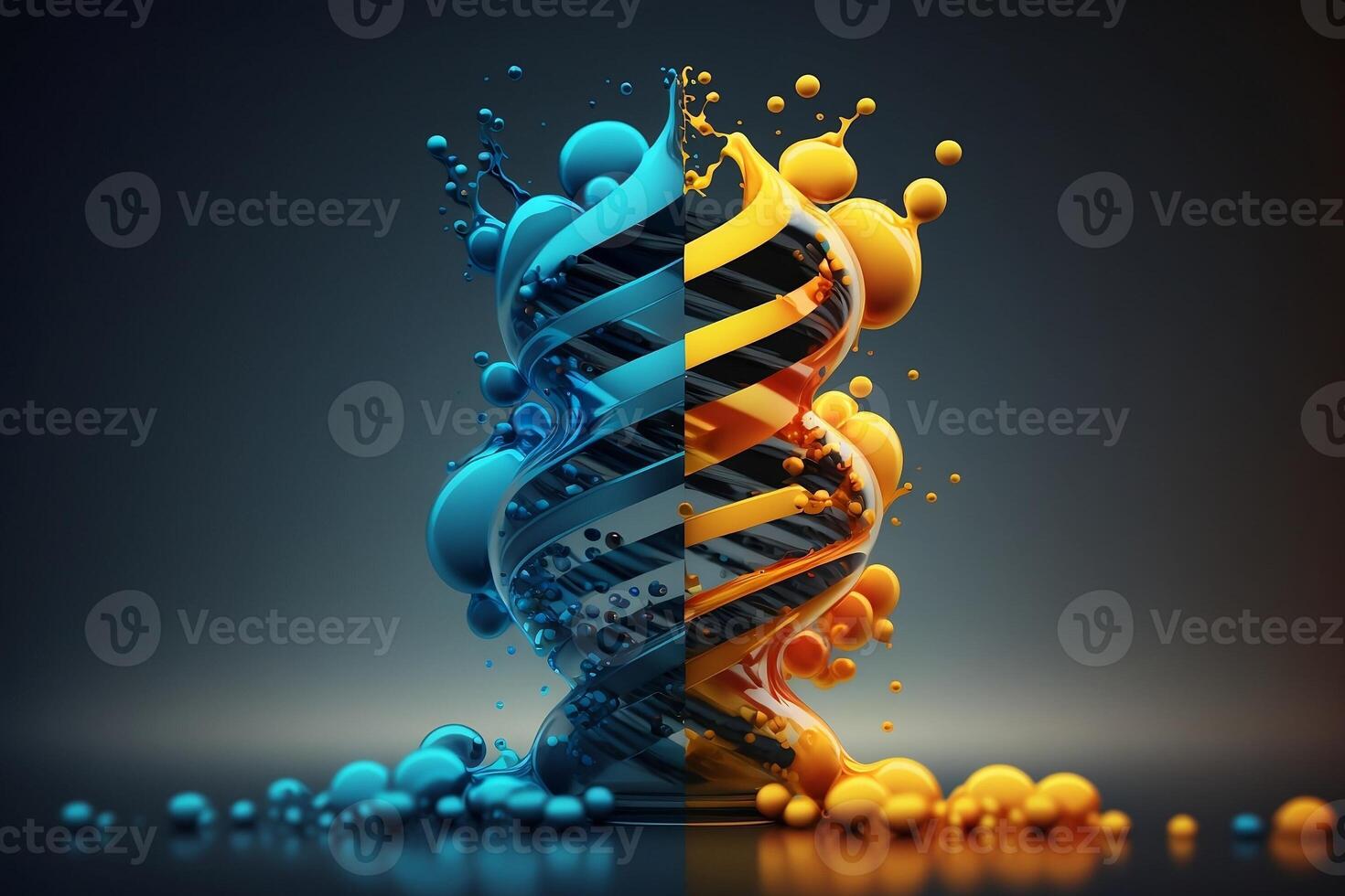 adn hélice molécula en azul y amarillo colores. el gene de el ucranio nación. generativo ai foto