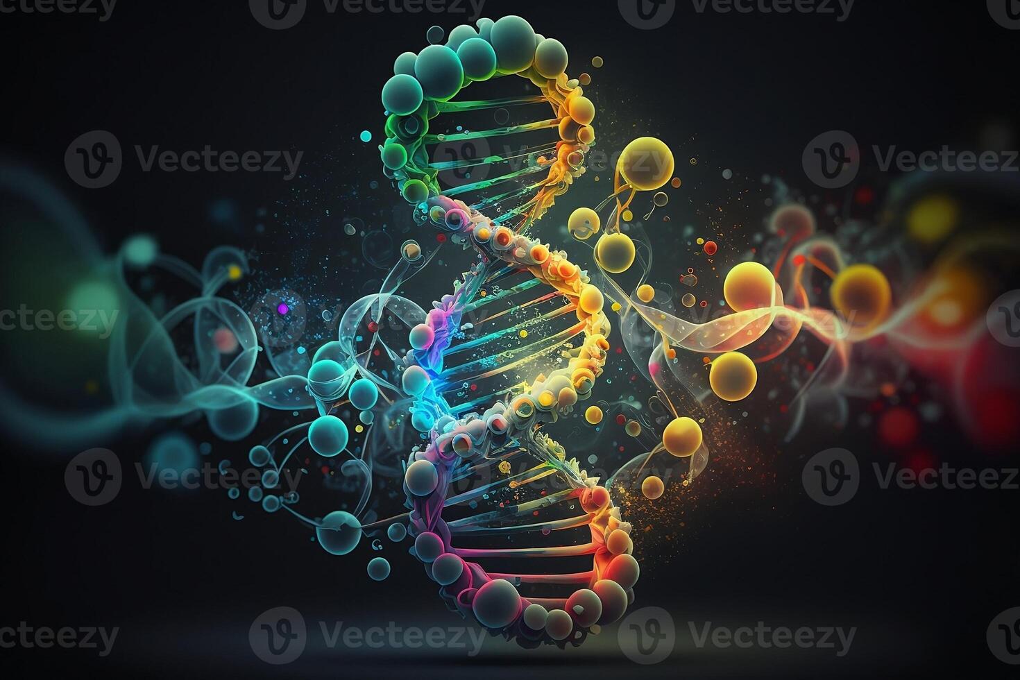 DNA helix molecule in blue and yellow colors. The gene of the Ukrainian nation. photo